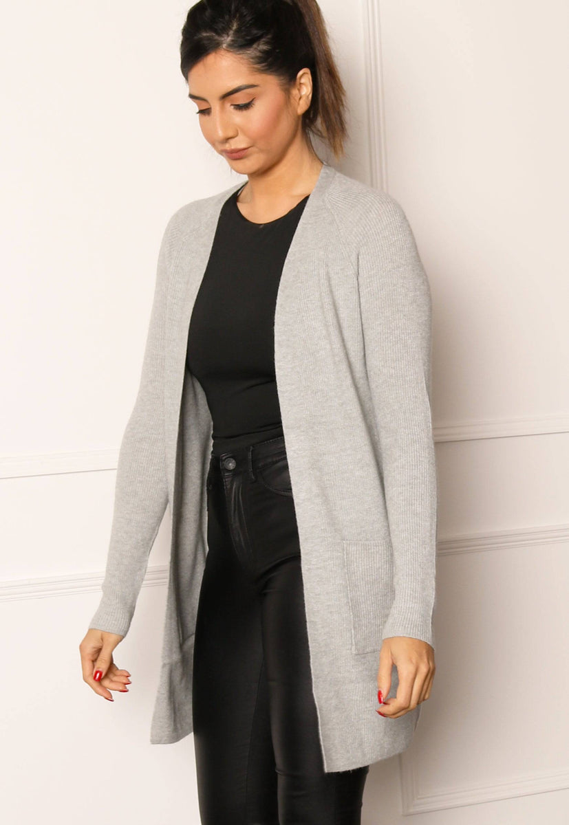 ONLY Atia Long Throw On Cardigan in Light Grey Melange | One Nation ...