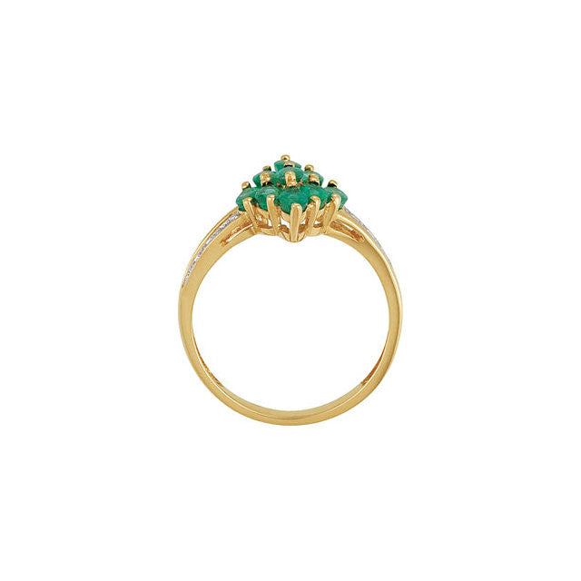 Ring > Diamond > .03 CTW > & > Emerald