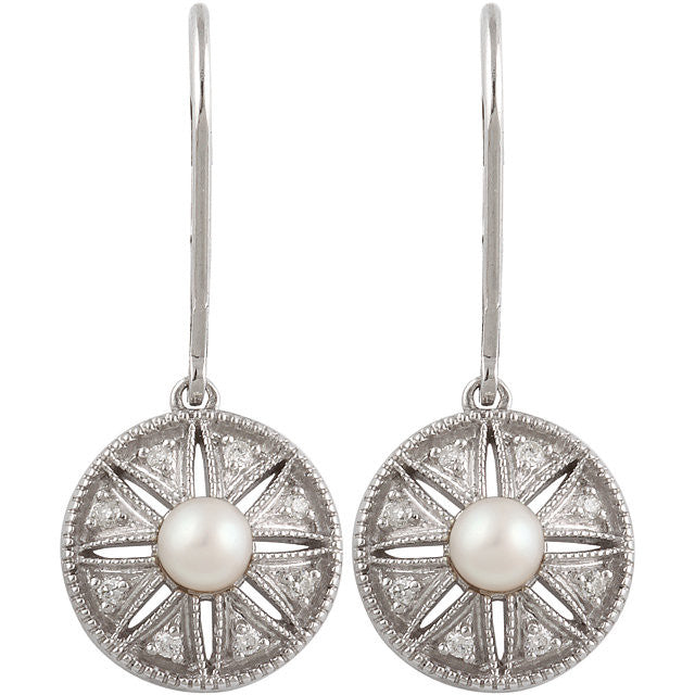Earrings > Diamond > .04 CTW > & > Pearl > Cultured > Freshwater - Eligius Jewelers