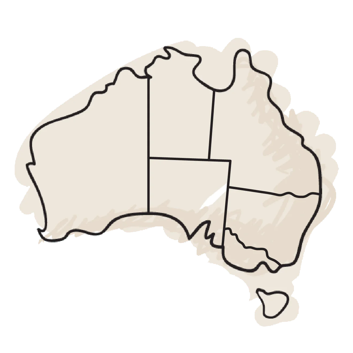 Australia map showing where the Coffee Club is established