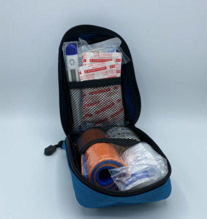 blula dog first aid kit opened showing all packed
