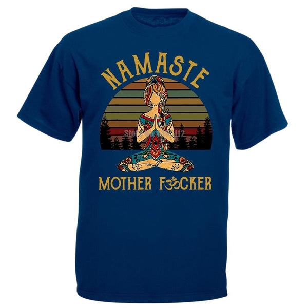 t-shirt humour yoga namaste bleu marine
