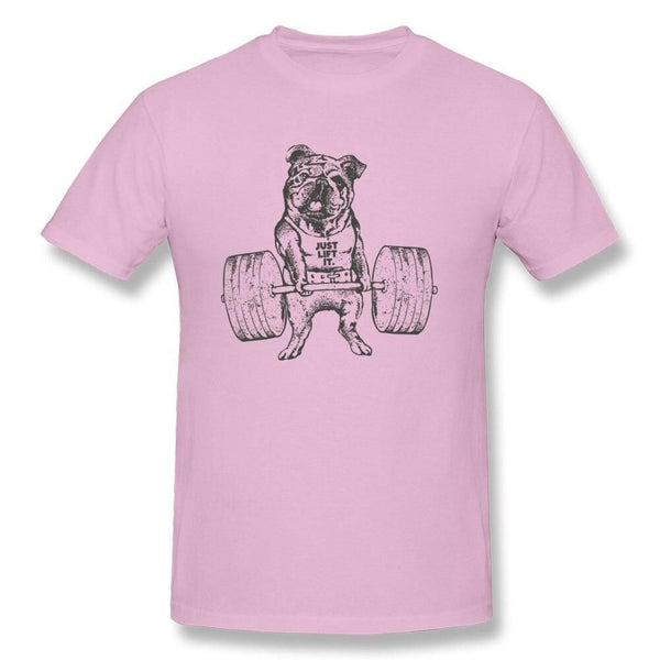 t-shirt bulldog anglais just lift it deadlift rose