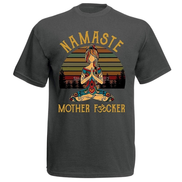 t-shirt humour yoga namaste gris foncé