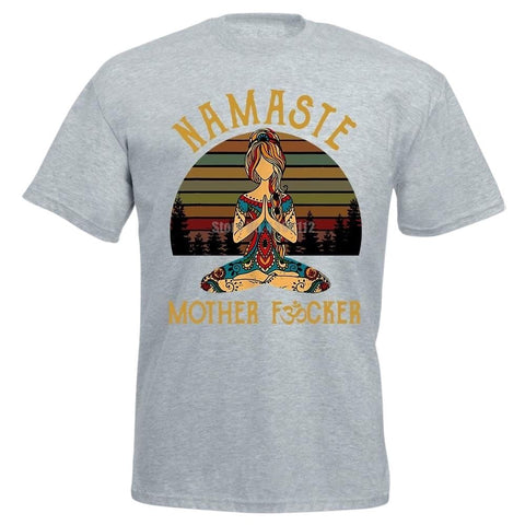 t-shirt humour yoga namaste gris