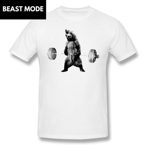 t-shirt d'un grizzly deadlift musculation beast mode blanc