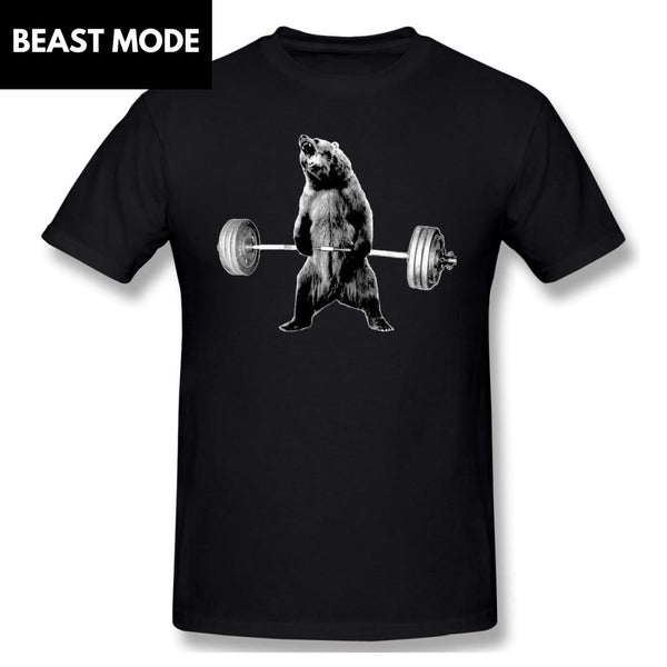 t-shirt d'un grizzly deadlift musculation beast mode noir