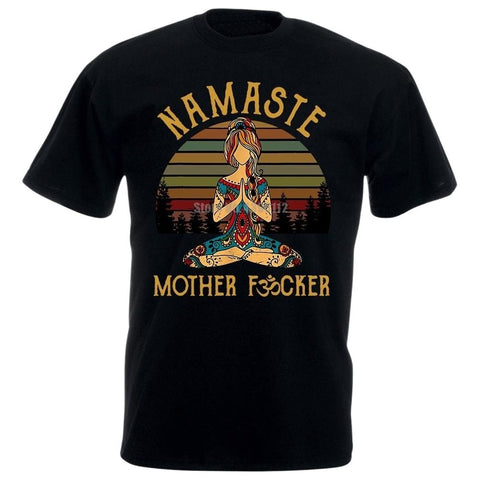 t-shirt humour yoga namaste noir
