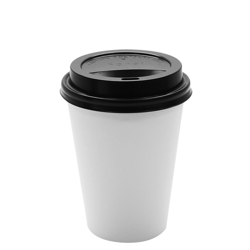 Wholesale 12oz White Paper Hot Cups And Black Sipper Dome Lids 90mm 4391