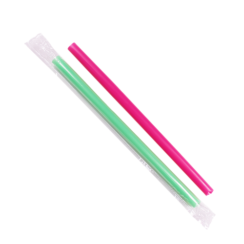 Angle Cut Wrapped Boba Straw 1800ct Assorted Colors 12 mm - Frozen