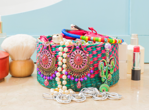 beautiful multi color box with jewelry