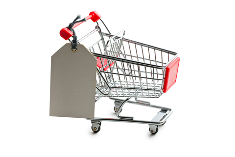 shopping cart with label