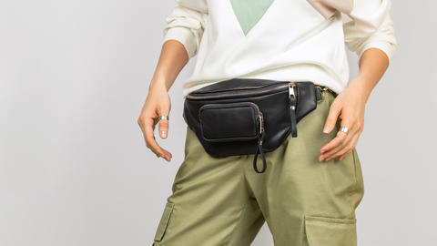 man with fanny pack around waist as belt