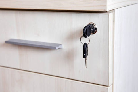 desk drawer with lock and key