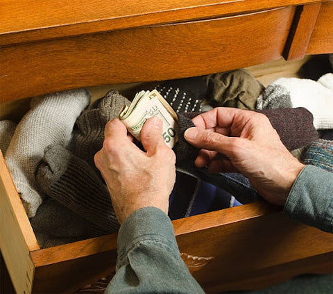 hiding cash in drawer