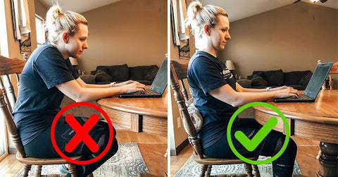 wrong and right way to sit with correct posture at work desk