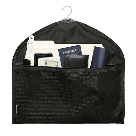 A black Travah Diversion Safe Hanger bag
