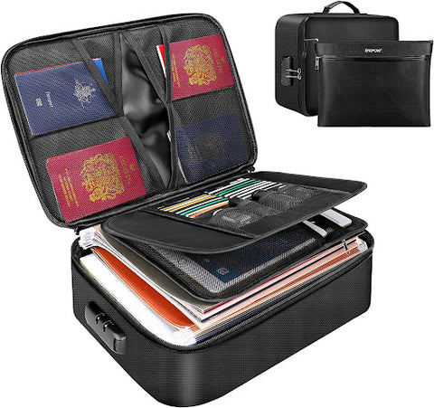 The ENGPOW waterproof and fireproof document bag not only organizes your documents but also keeps them safe in storage
