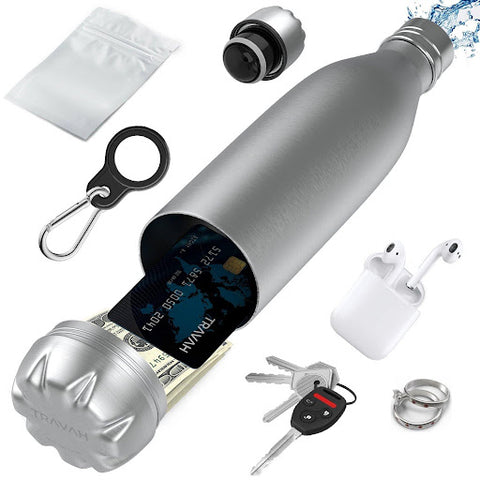 The Travah water bottle diversion safe in silver