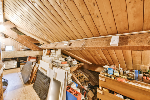 an attic filled with various household items