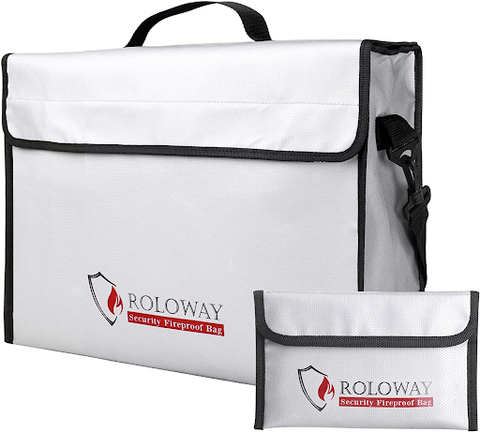 A white Roloway Fireproof Water Resistant Document Bag