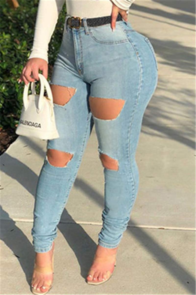 Fashion Casual Skinny Jeans (Without Belt) – veleshe