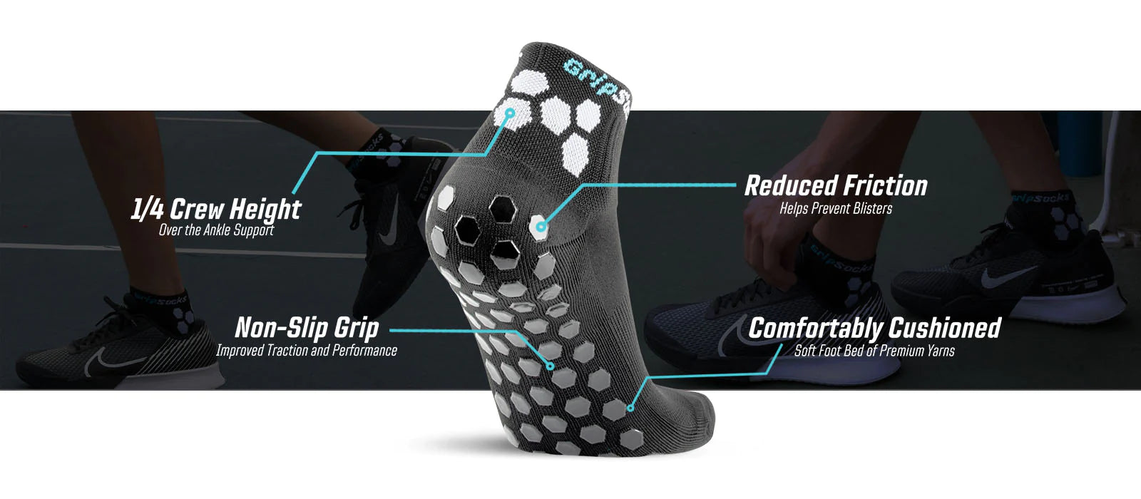 GripSocks Hybrid Fitness Socks with Grip Dots