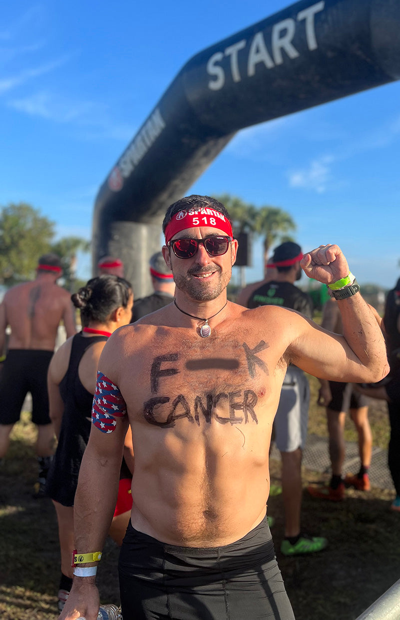 Cancer survivor, Nick Klingensmith, at Spartan start line. 