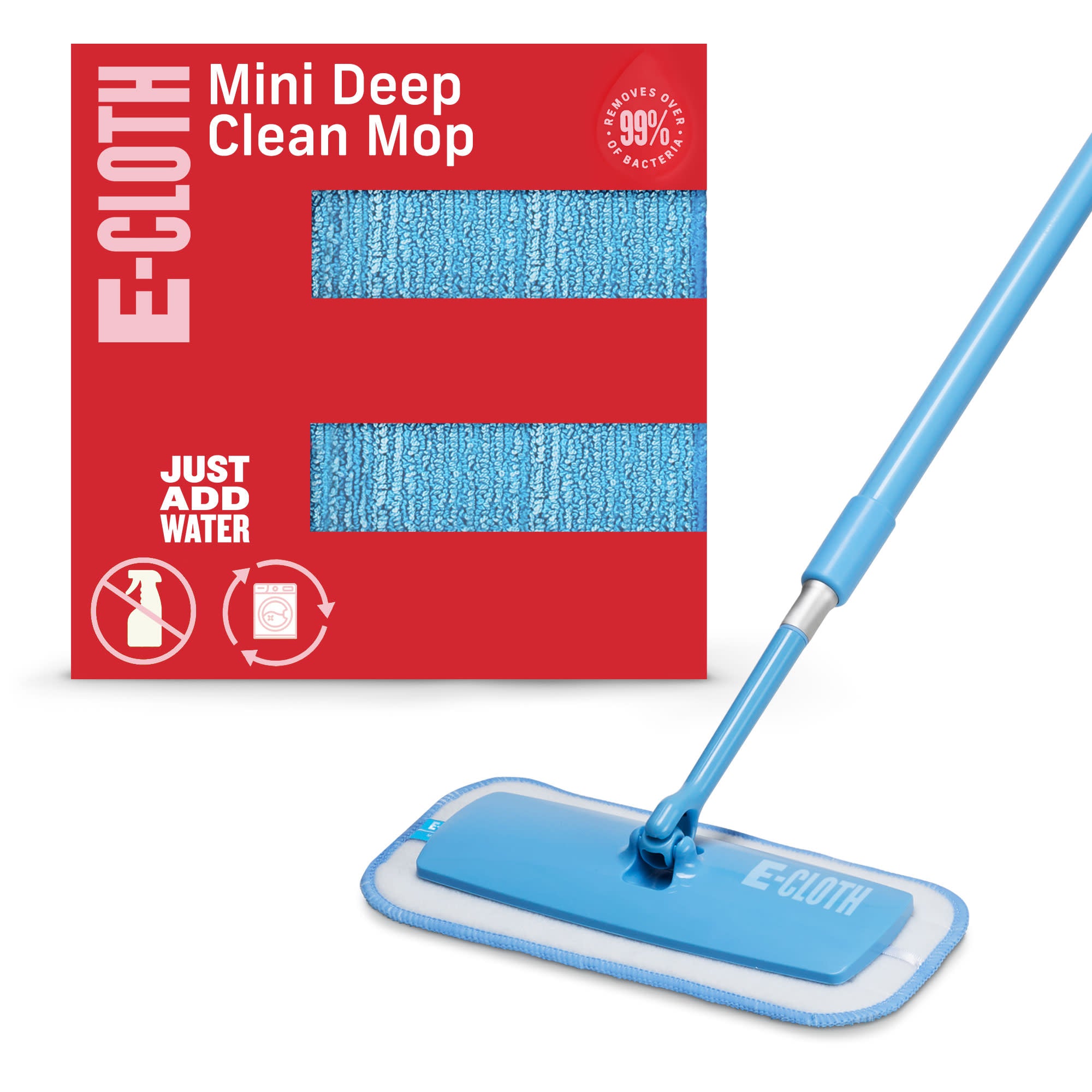 E-Cloth Deep Clean Mop for Floor Cleaning with Reusable Microfiber Mop Head - Blue/Silver