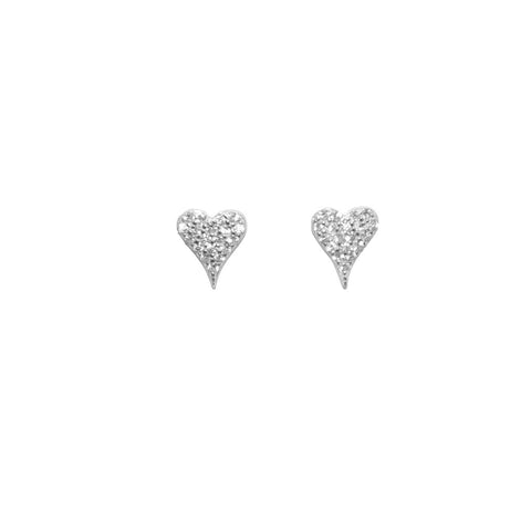 Silver Pavé Heart Post Earrings