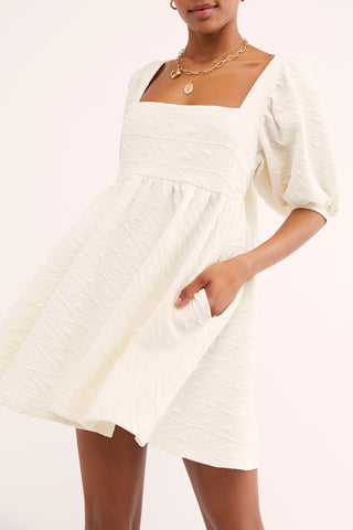 Violet Mini Dress, white puff sleeve mini dress