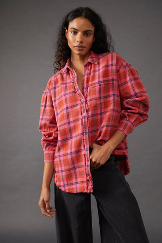 Happy Hour Plaid Shirt in Pink Carnelian