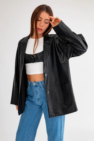 Jules Oversized Faux Leather Blazer