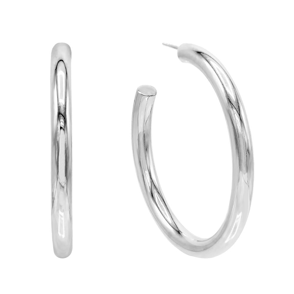 Large Hollow Hoop Earring in Silver - Madison's Niche 