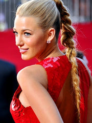 Blake Lively with blonde braided ponytail
