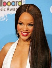 Rihanna with shiny straight black hair