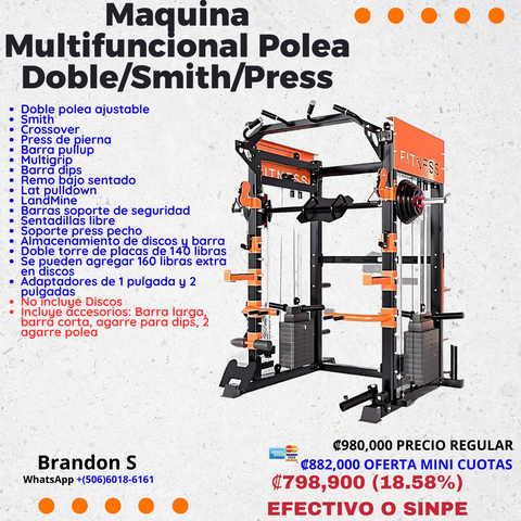 Maquina Multifuncional Polea Doble/Smith/Press