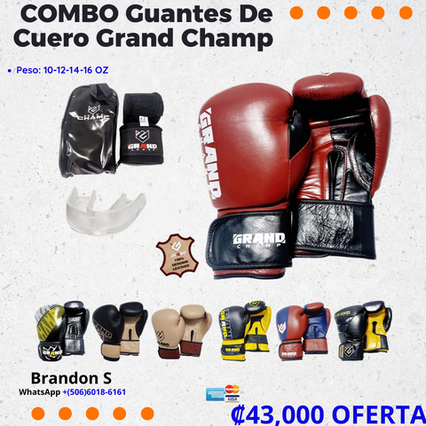 COMBO Guantes De Cuero Grand Champ: Tu Elección Para el Boxeo de Calidad