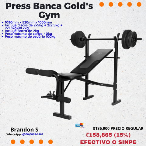 Press Banca Gold's Gym,tienda deportiva/ mmaequipamientos/Costa