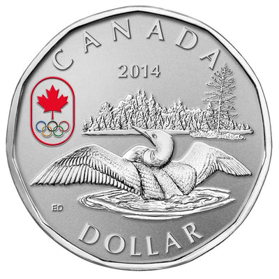 2008 Canadian $1 Olympic Lucky Loonie Dollar Coin (Brilliant Uncirculated)