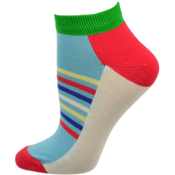 Sierra Socks Striped Colorful Vibrant Ankle 2 Pr. Pack Cotton Socks, Striped Patterned Socks 🧦