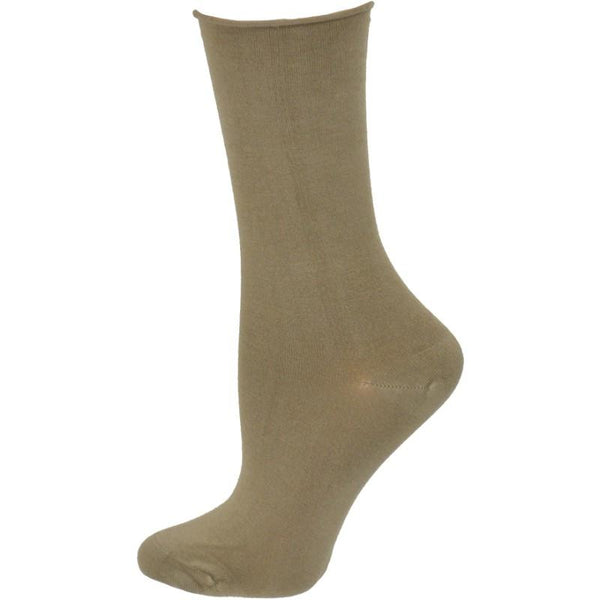 Rayon from Bamboo Roll Top Mid-Calf Crew Socks 3 Pair Pack Women