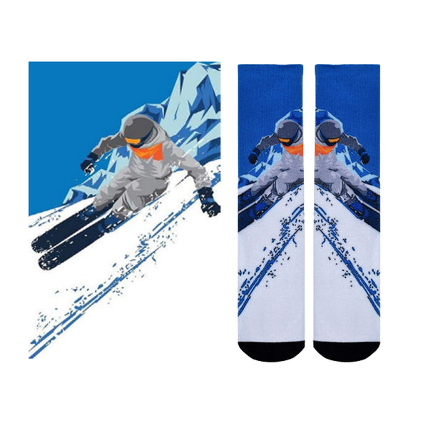 Sierra Socks Slippery Slopes Pattern Unisex Socks - Comes in a 1-pair, 2 Pair & 3 Pair Pack, Eco-Friendly Socks🧦