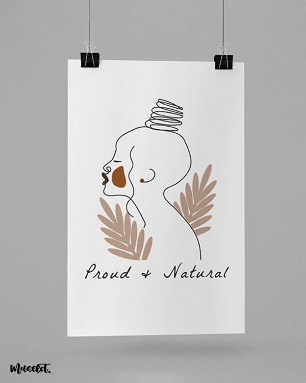 Proud and natural boho art unframed poster of a confident woman - Muselot