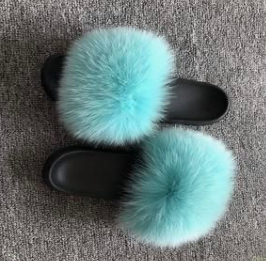 light blue fur slides