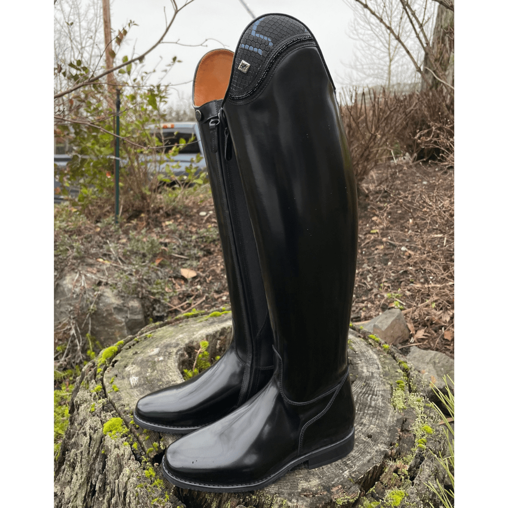 Custom DeNiro Raffaello Dressage Boot - Brushed Black with Blue Regal ...