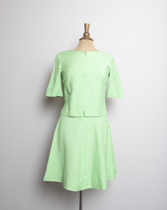 1960's homemade Lime green 2 pc skirt set