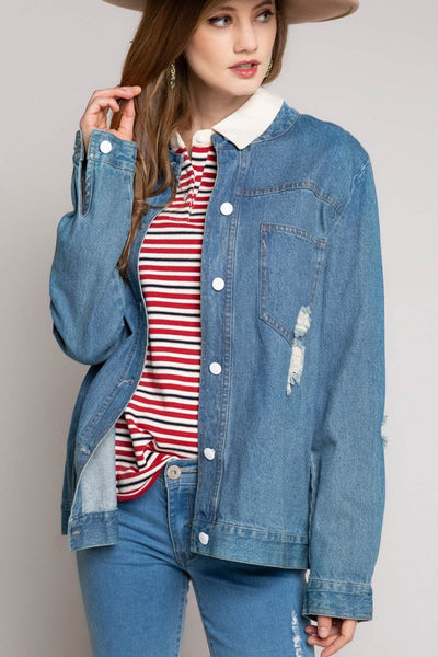 mandarin collar jean jacket