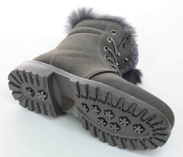 grey fur boots