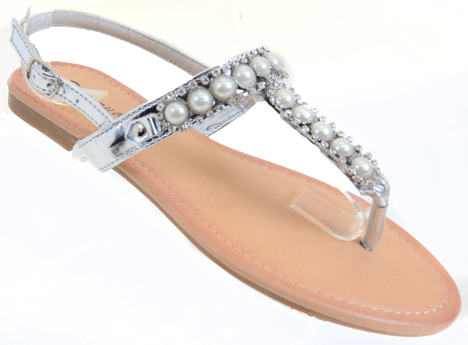 Pearls Jeweled Rhinestone T-Strap Flat Sandals – Fourever Funky